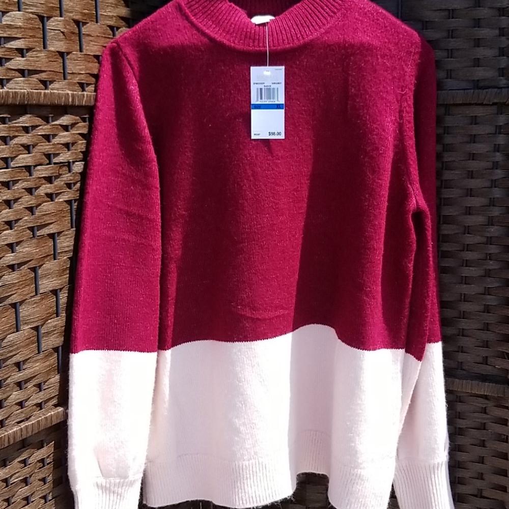 Michael Kors Women's two tone sweater burgundy